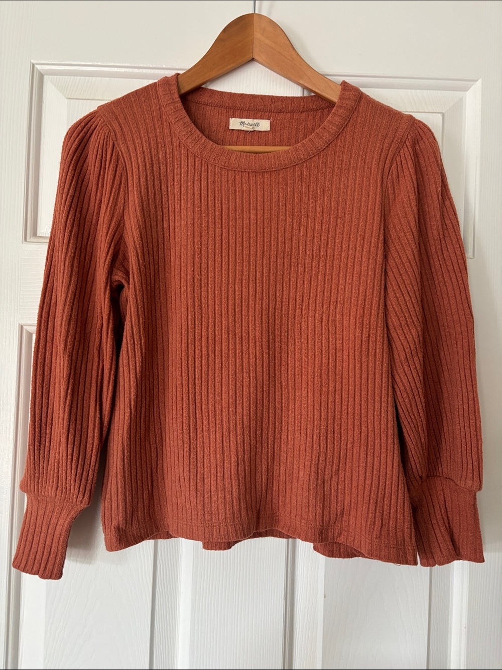 Madewell Ribbed Crewneck Sweater in Rust